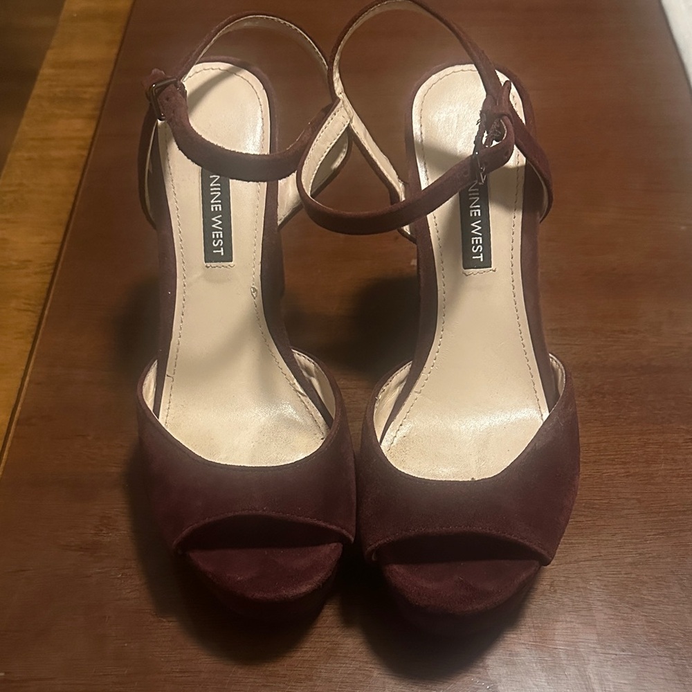 Nine West Dark Red Open-Toe Heels